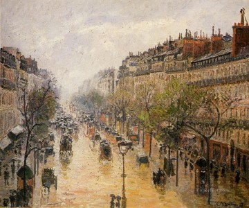  lluvia Obras - boulevard montmartre primavera lluvia Camille Pissarro Paris